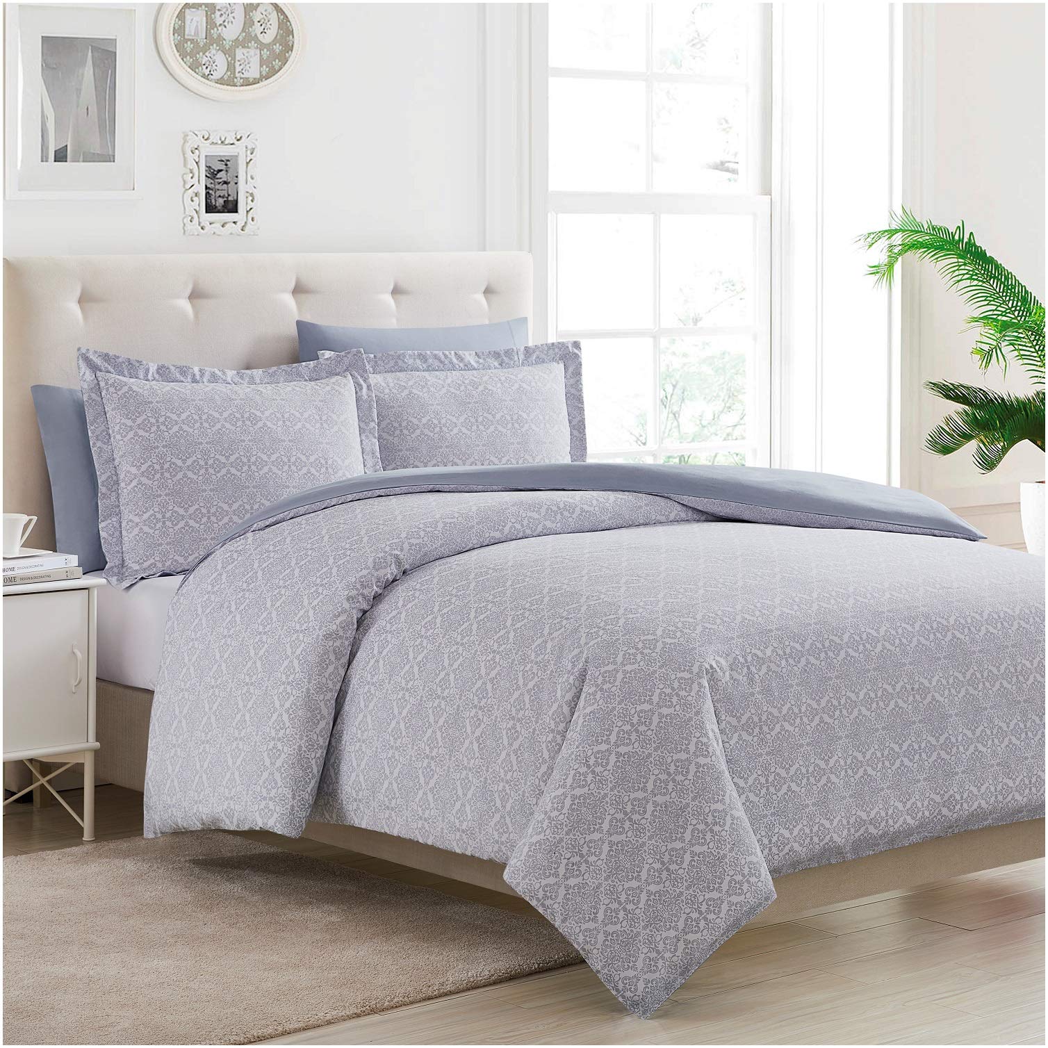 Mellanni King Duvet Cover Set - 5 Pc Iconic Collection Bedding Set - Luxury, Extra Soft & Cooling - 1 Comforter Cover, 2 Shams,